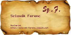 Szlovák Ferenc névjegykártya